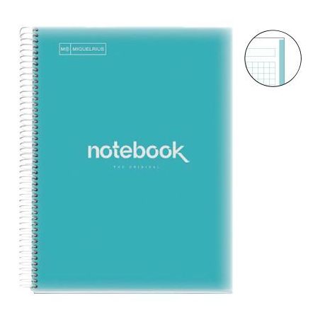 Achetez NOTEBOOK MIQUELRIUS format A4, 80 feuilles 90g, quadrillé 5x5, couverture PP bleu ciel MR46..