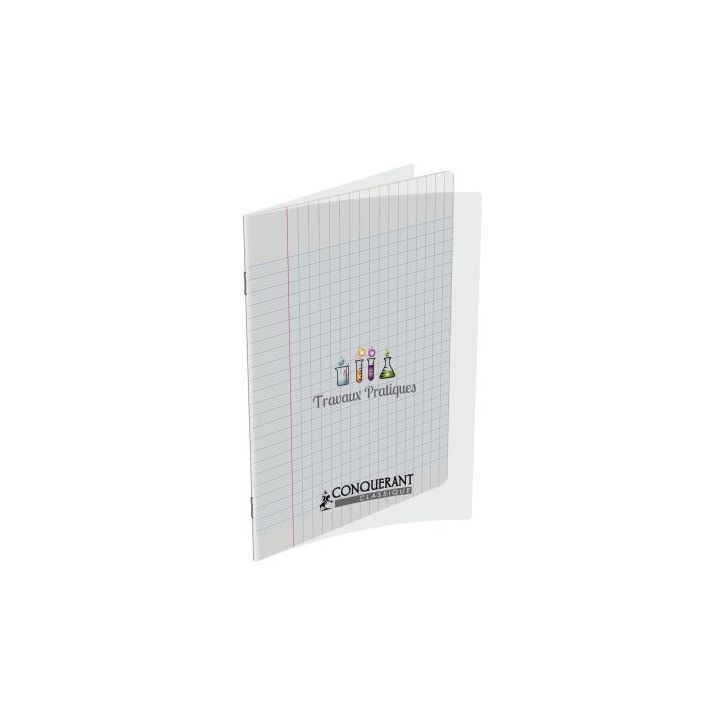 Cahier de travaux pratiques, piqûre 64 pages (32 pages séyès 90g + 32 pages dessin) 17x22 cm couverture en