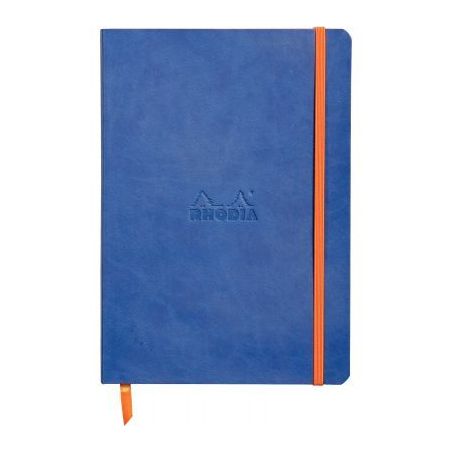 Achetez Carnet 160 pages RHODIARAMA format A5, dot (pointillés), couverture simili cuir, bleu saphi..