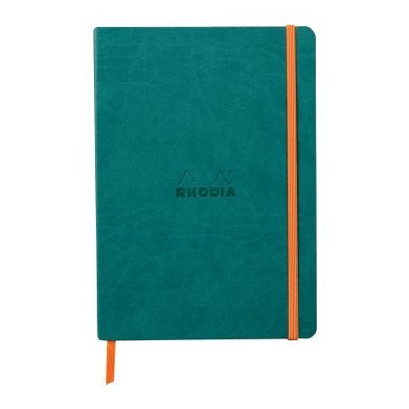 Achetez Carnet 160 pages RHODIARAMA format A5, ligné, couverture souple en simili cuir, bleu paon 1..
