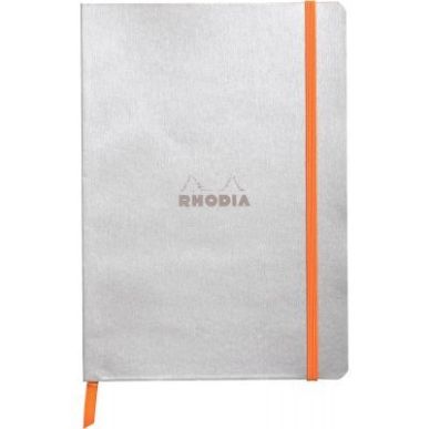 Achetez Carnet 160 pages RHODIARAMA format A5, ligné, couverture souple en simili cuir, argent 1174..