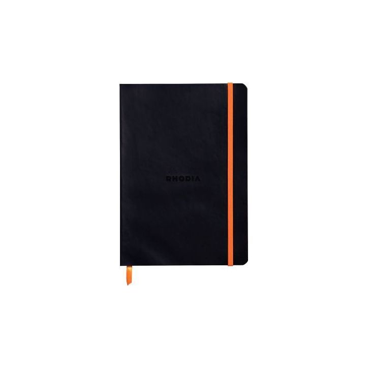 Carnet 160 pages RHODIARAMA format A5, dot (pointillés), couverture souple en simili cuir, noir 117452C RHODI(...)