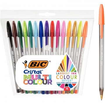 Etui de 15 stylos Bic cristal multicolour 964899 BIC
