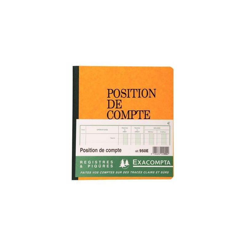 Achetez Piqûre de 20 feuilles positions de compte format 21 x 19 cm 950E EXACOMPTA pas cher sur Ma ..