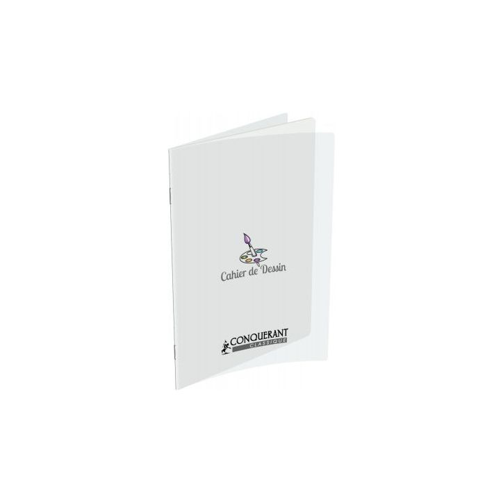 CONQUERANT C9 Cahier de dessin piqûre 96 pages unies 24x32cm. Couverture polypro incolore