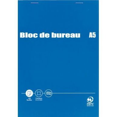 Achetez HAMELIN Bloc bureau 001 format 14,8 x 21 cm (A5) 200 pages quadrillées 5x5 60g. Agrafé en-..