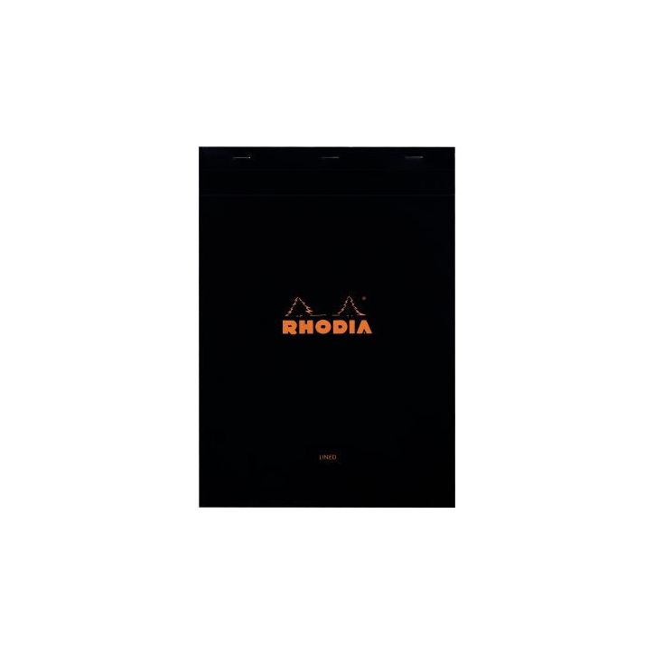 Bloc de bureau RHODIA BLACK 80 feuilles, format A4, ligné, papier blanc 80g 186009 RHODIA CLAIREFONTAINE