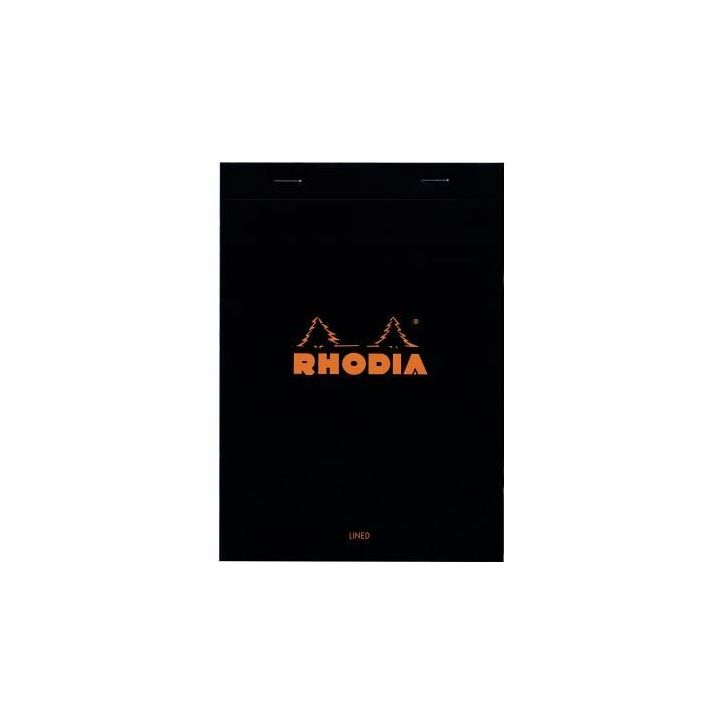 Bloc de bureau RHODIA BLACK 80 feuilles, format A5, ligné, papier blanc 80g 166009 RHODIA CLAIREFONTAINE