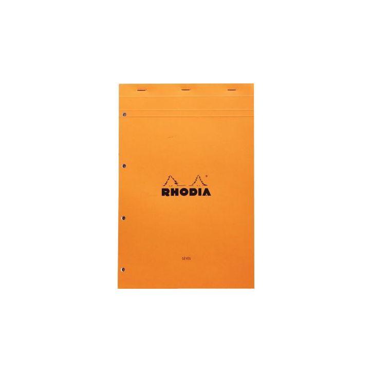 RHODIA Bloc de direction couverture Orange 80 feuilles détachables+perforées format A4+ réglure Seyès