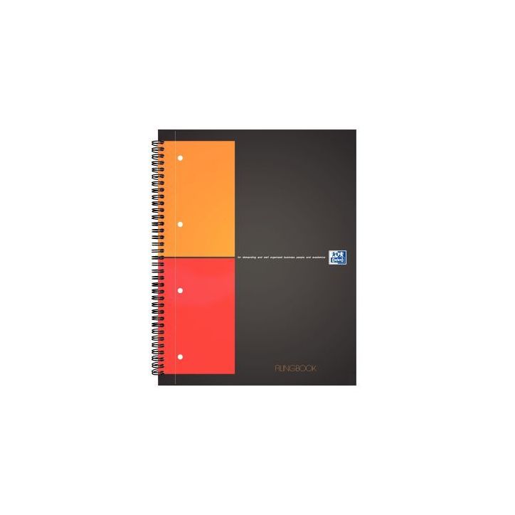 OXFORD Cahier FILINGBOOK spirales 200 pages perforées 80g 5x5 21x31,8cm Couverture polypro Gris