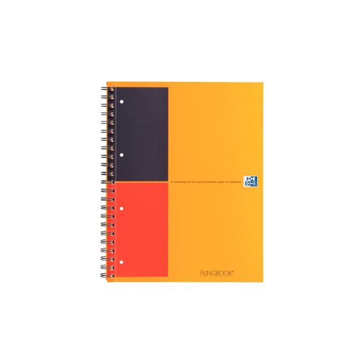 OXFORD Cahier FILINGBOOK spirales 200 pages perforées 80g lignée 6mm 21x31,8cm Couverture polypro Orange