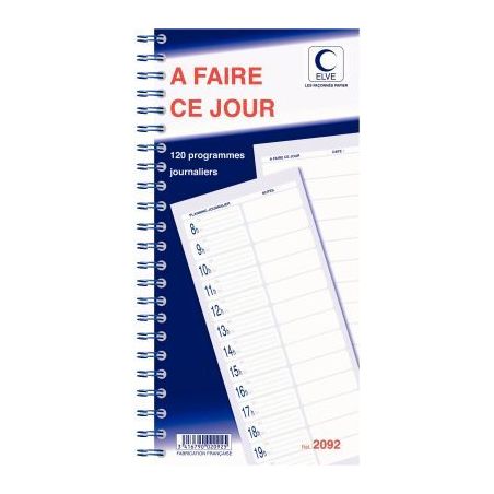Achetez Carnet de 120 programmes A FAIRE CE JOUR 2092 LEBON & VERNAY pas cher sur Ma Rentrée Scolai..