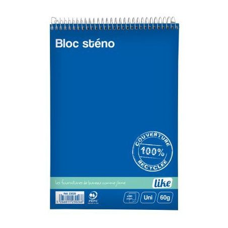 Achetez Bloc sténo à spirale, 180 pages, format A5, papier blanc uni 60g 23026 pas cher sur Ma R..