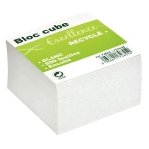 Achetez Bloc cube recyclé blanc d'environ 800 feuilles encollées, dimensions : 9 x 9 x 9 cm a veni..