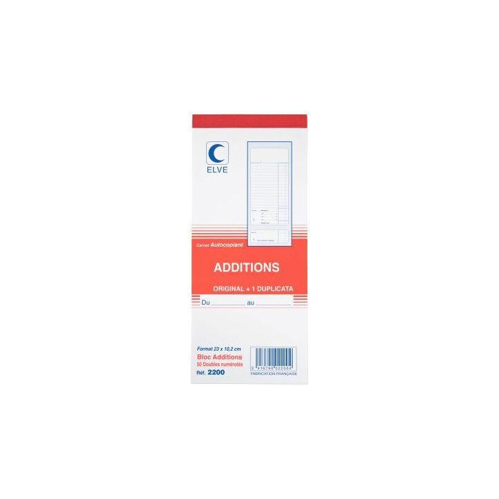 Lot de 10 blocs additions format 23 x 10,2 cm dupli 2200 LEBON & VERNAY