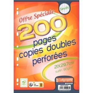 Achetez Paquet de 50 copies doubles perforées, format A4, papier 90g, seyès 9223C CALLIGRAPH CLAIR..