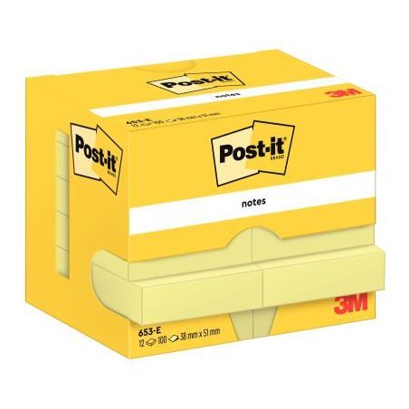 Achetez Lot de 12 blocs notes de 100 feuilles post-it, 38 x 51 mm, coloris jaune 23818 3M pas cher s..
