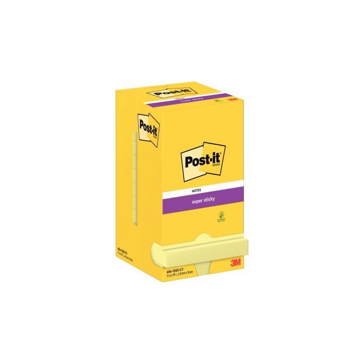 Lot de 12 blocs de 90 feuilles Super Sticky post-it, 76 x 76 mm, couleur jaune BP827 3M
