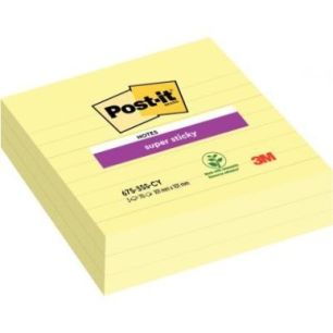 Achetez Paquet de 3 blocs notes Super Sticky jaune lignées 70 feuilles, format : 101 x 101 mm BP905..