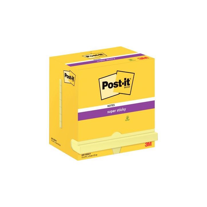 Lot de 12 blocs de 90 feuilles Super Sticky post-it, 76 x 127 mm, couleur jaune BP829 3M