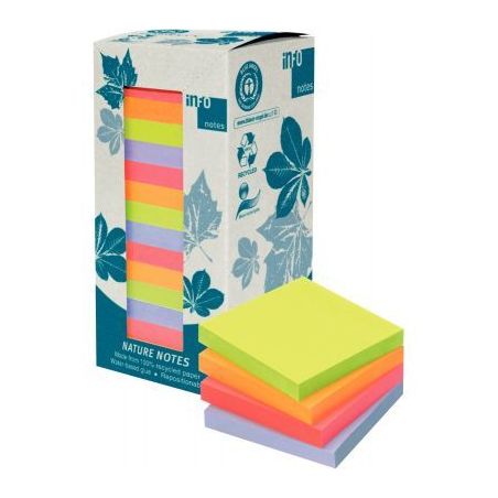Achetez Tour de 16 blocs de 100 feuilles adhésives repositionnables recyclées assorties 75 x 75 mm..