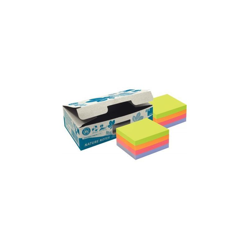 Achetez Lot de 2 cubes 400 feuilles  adhésives repositionnables recyclées assorties 75 x 75 mm 565..