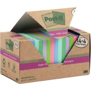 Achetez Tour de 18 blocs sticky recyclés 76x76mm coloris assortis dont 4 gratuits BP1324 POST-IT 3M..