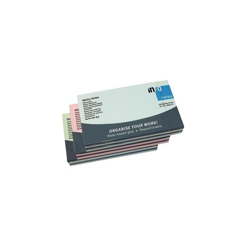Achetez Paquet de 6 blocs repositionnables 75x125 mm pastel assortis 5655-20-pk6-a pas cher sur Ma R..