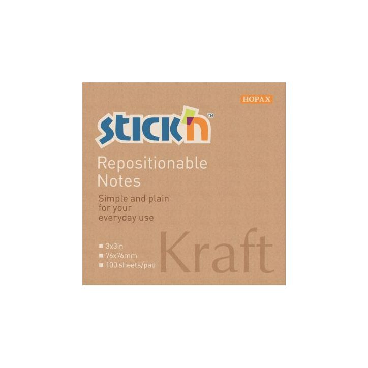 Lot de 12 blocs repositionnables 76x76 kraft EM0005124
