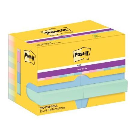 Achetez POST-IT® Notes Super Sticky Soulful 47.6 x 47.6 mm. Lot de 12 blocs de 90 F. Ass : rose, bl..