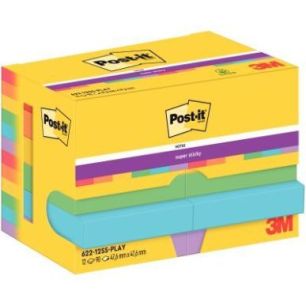 Achetez Paquet de 12 blocs notes super sticky post-it 90 feuilles 47,6x47,6mm collection playful B..