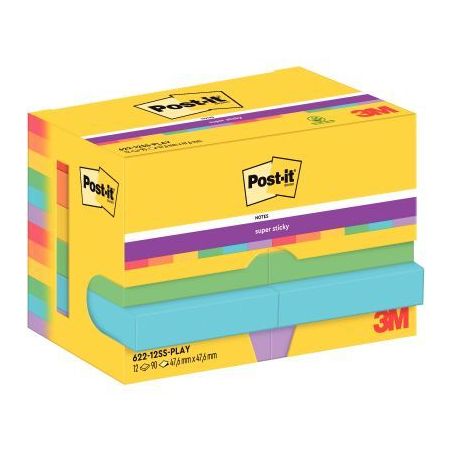 Achetez Paquet de 12 blocs notes super sticky post-it 90 feuilles 47,6x47,6mm collection playful B..
