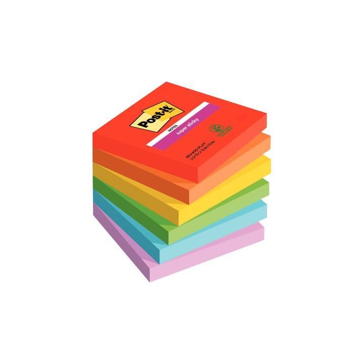 Paquet de 6 blocs notes sticky post-it  90 feuilles 76x76mm collection playful BP1229 POST-IT 3M