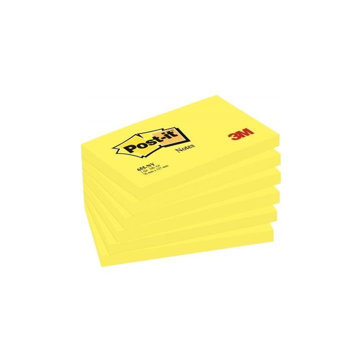 Paquet 6 blocs 100 feuilles Post-it 76x127 mm Jaune néon 23710 POST-IT 3M