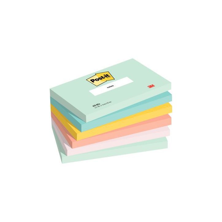 Paquet de 6 blocs notes post it collection beachside 100 feuilles 76x127mm BP1253 POST-IT 3M