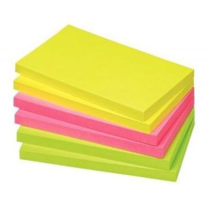 Achetez Lot de 6 blocs de notes repositionnables de 80 feuilles 75 x 125 mm couleurs vives assorties..