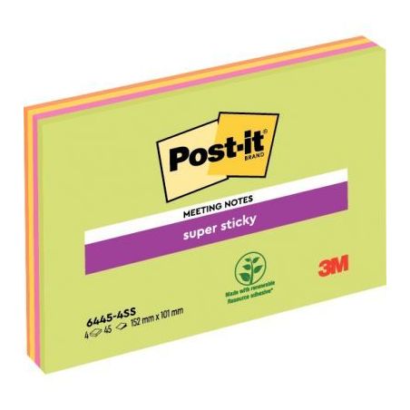 Achetez Paquet de 4 blocs de Notes Super Sticky Post-it grand format, Couleurs assorties, 101 x 152 ..