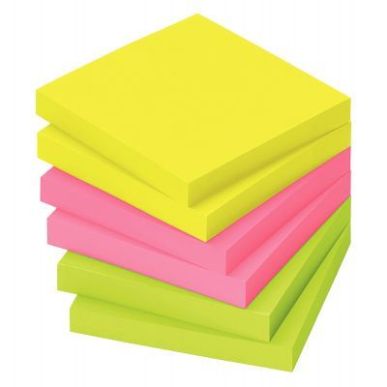 Achetez Lot de 6 blocs de notes repositionnables de 80 feuilles 75 x 75 mm couleurs vives assorties ..