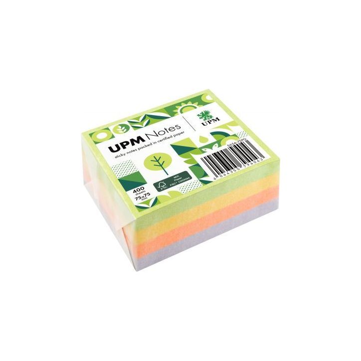 Bloc cube repositionnable 75 x 75 mm 400feuilles coloris SPRING 5654-75PG