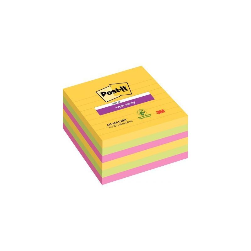 Achetez Lot de 6 blocs Notes Super Sticky de 90 feuilles lignées, format 101 x 101 mm, couleurs CAR.. Achetez Lot de 6 blocs Notes Super Sticky de 90 feuilles lignées, format 101 x 101 mm, couleurs CAR..