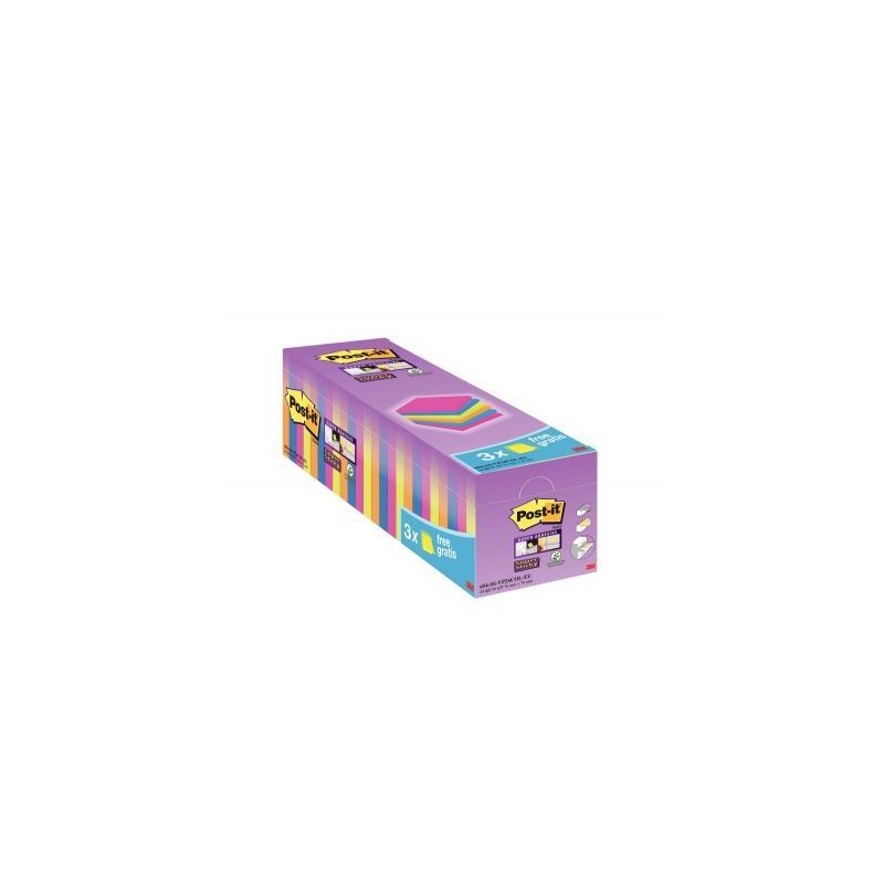 Achetez Boîte de 24 blocs de 90 feuilles Post-it Super Sticky néon format 76 x 76 mm dont 3 gratui.. Achetez Boîte de 24 blocs de 90 feuilles Post-it Super Sticky néon format 76 x 76 mm dont 3 gratui..