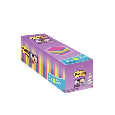Achetez Boîte de 24 blocs de 90 feuilles Post-it Super Sticky néon format 76 x 76 mm dont 3 gratui..