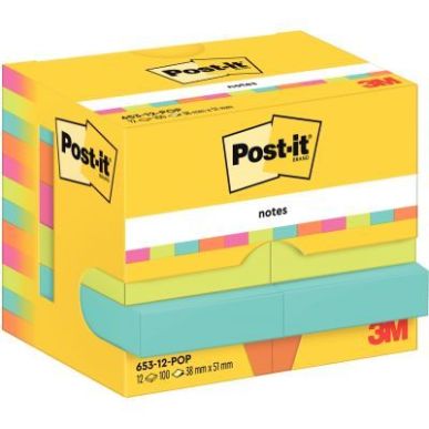 Achetez Paquet de 12 blocs notes de 100 feuilles adhesives Post-it  38 x 51 mm collection Poptimisti..