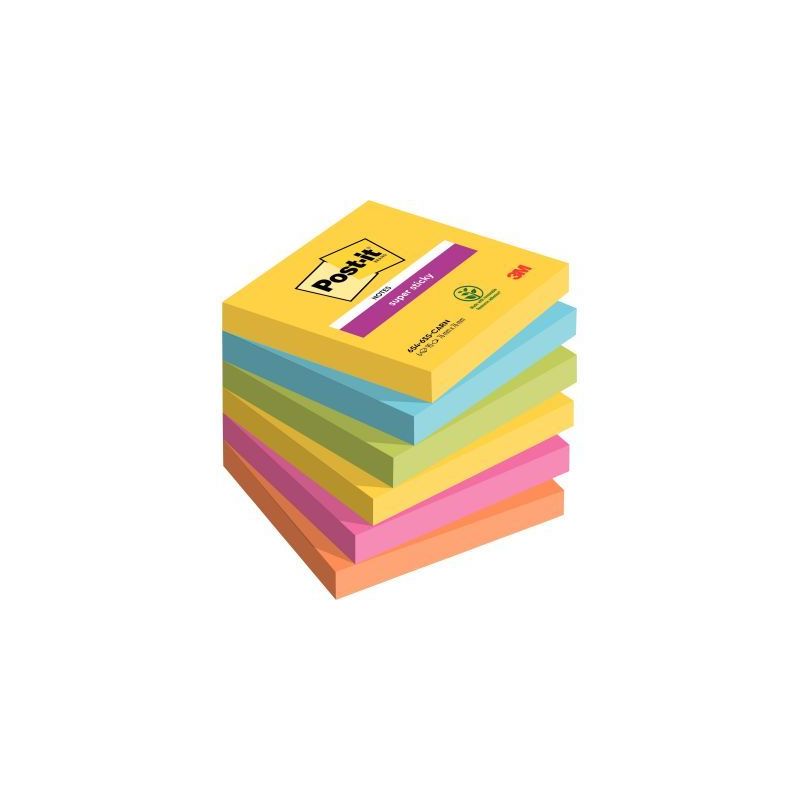 Achetez POST-IT Lot de 6 blocs Notes Super Sticky POST-IT® couleurs RIO 90 feuilles 76 x 76 mm pas ..