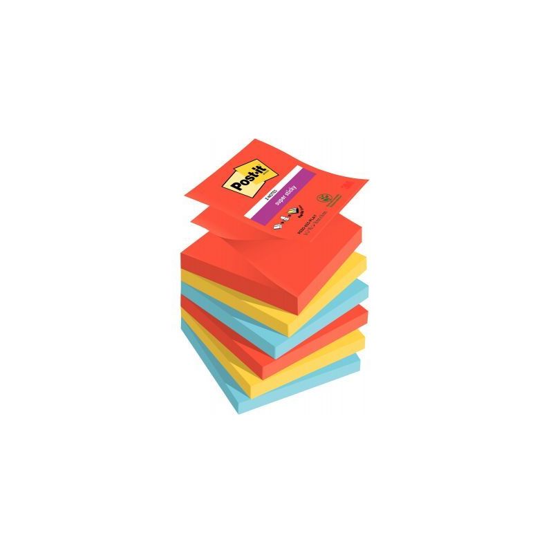 Achetez POST-IT® Z-Notes Super Sticky Playful 76x76 mm. 6 blocs, 90F. Ass : rouge/orange/jaune/vert.. Achetez POST-IT® Z-Notes Super Sticky Playful 76x76 mm. 6 blocs, 90F. Ass : rouge/orange/jaune/vert..