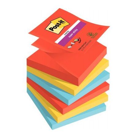 Achetez POST-IT® Z-Notes Super Sticky Playful 76x76 mm. 6 blocs, 90F. Ass : rouge/orange/jaune/vert..