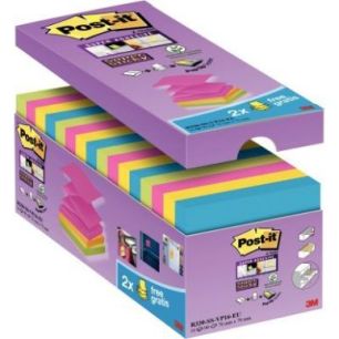 Achetez Pack de 16 blocs Znotes super sticky 76x76mm coloris assortis dont  2 gratuits BP889 POST-IT..