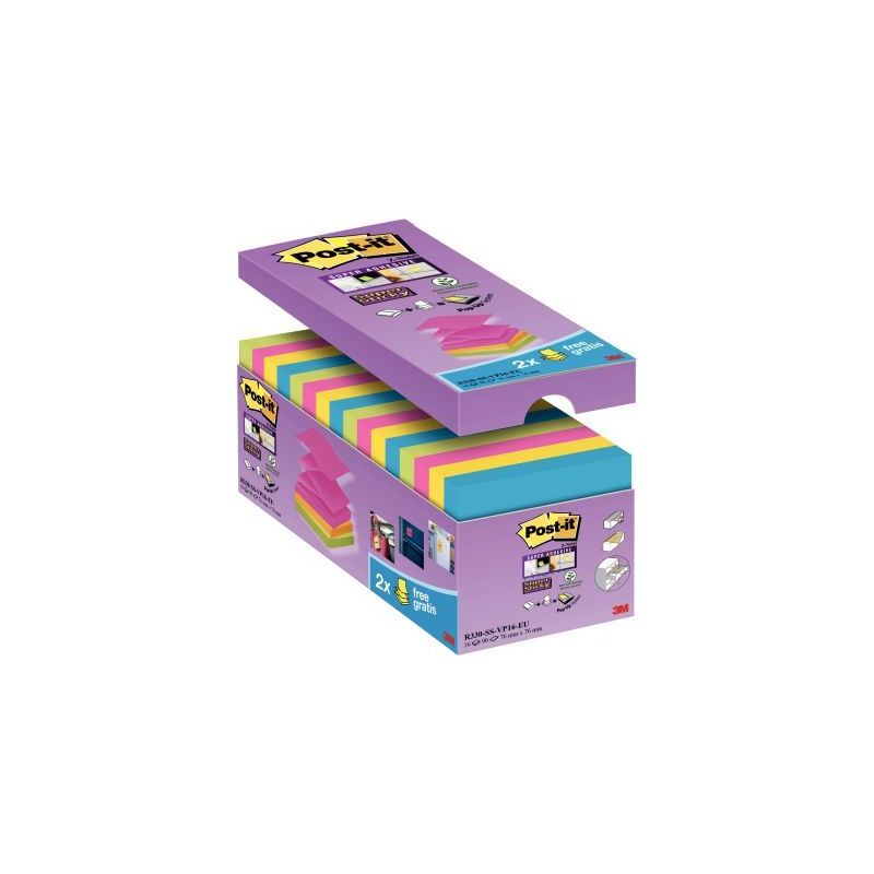 Achetez Pack de 16 blocs Znotes super sticky 76x76mm coloris assortis dont 2 gratuits BP889 POST-IT.. Achetez Pack de 16 blocs Znotes super sticky 76x76mm coloris assortis dont 2 gratuits BP889 POST-IT..