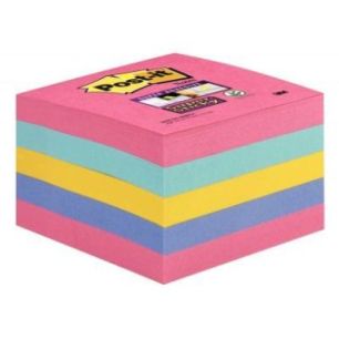 Achetez Cube de 440 feuilles de notes post-it super sticky 76 x 76 mm couleurs : rose, bleu océan, ..