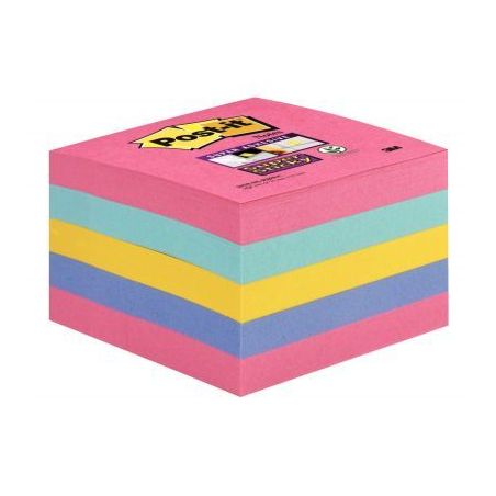 Achetez Cube de 440 feuilles de notes post-it super sticky 76 x 76 mm couleurs : rose, bleu océan, ..